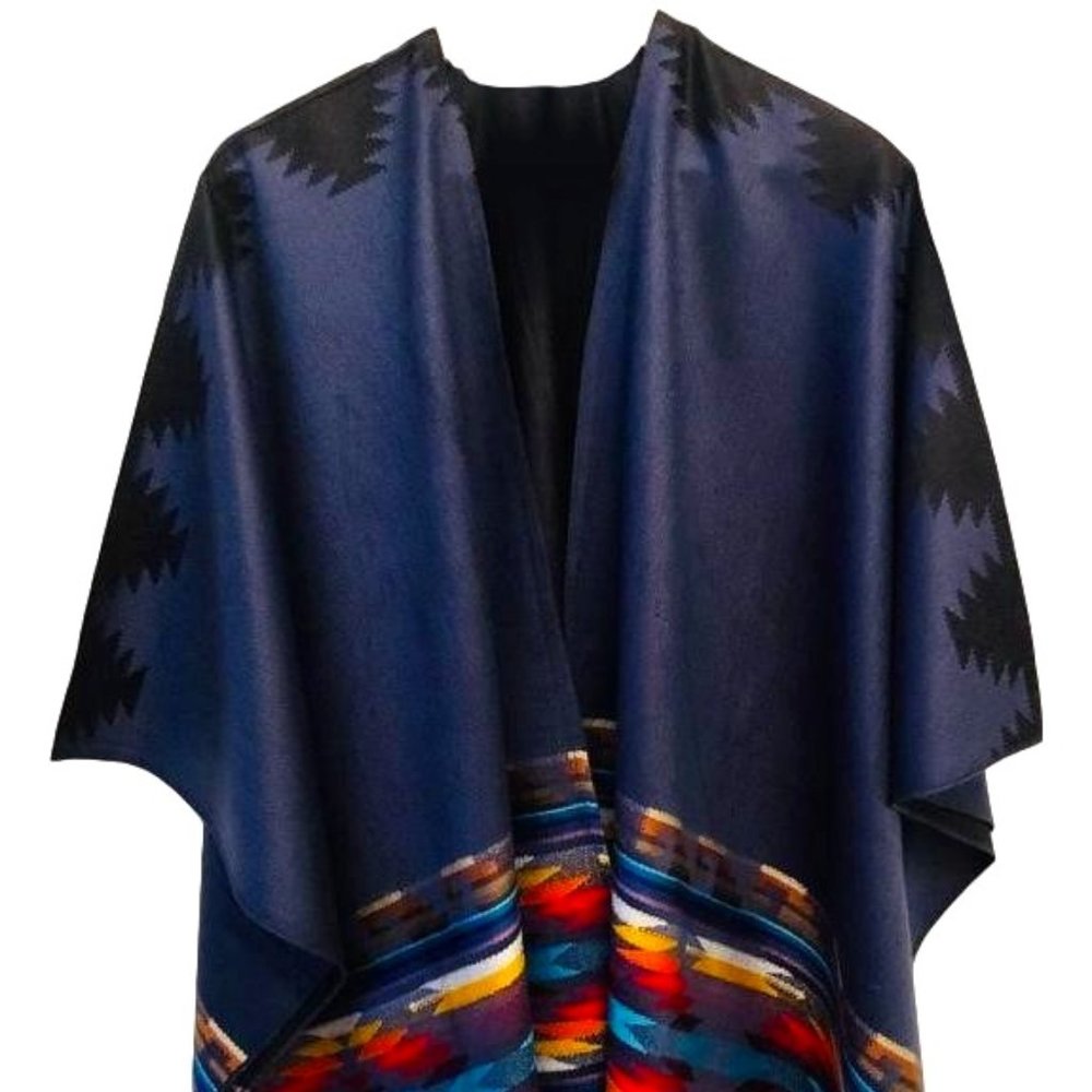 Alpaca poncho - Blue Dark